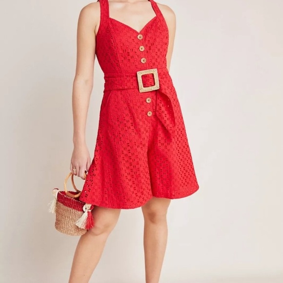 Anthropologie Red Sleeveless Sweetheart Sundress - Picture 1 of 10